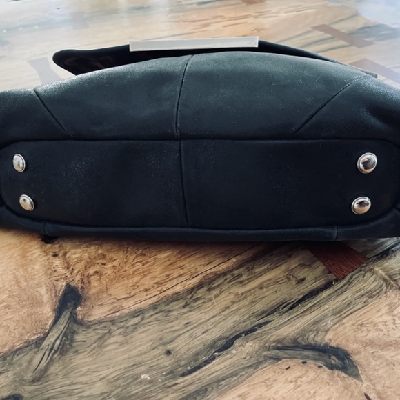 B MAKOWSKY Black Leather Shoulder Bag Chain handle hangtag BM Leopard Lining - Picture 3 of 8